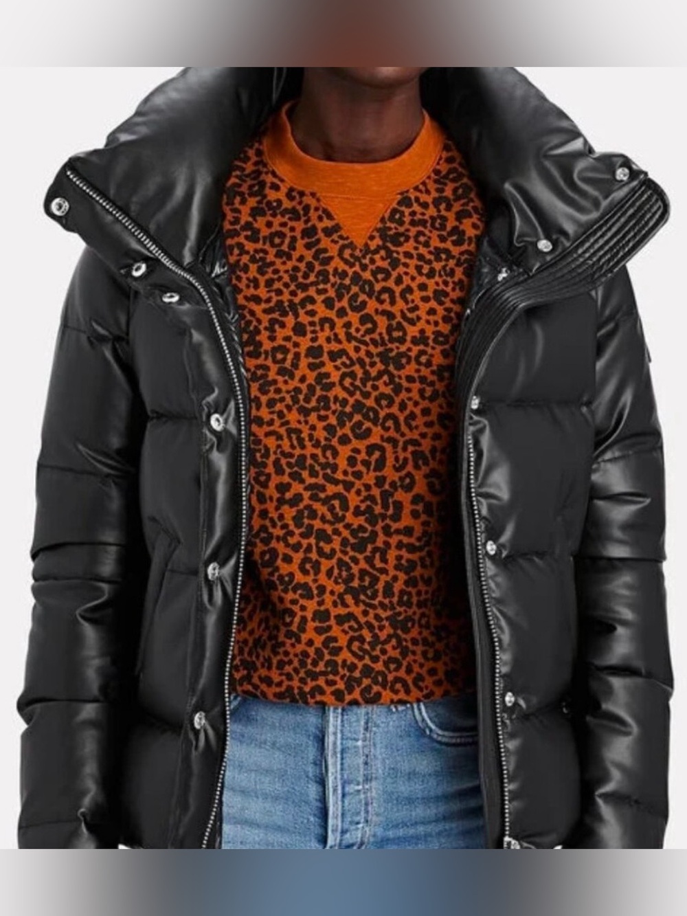SAM. Black Isabel Vegan Leather Puffer Jacket